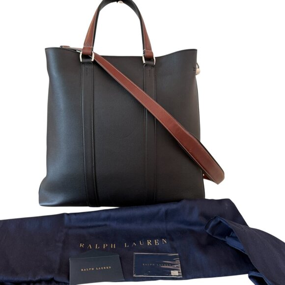 Ralph Lauren Men's Navy Blue Leather Darwin Tote, retail $2200 - Picture 2 of 15